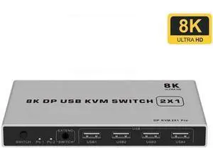 2 Port DP 1.4 KVM Switch 2 In 1 Out, 8K@60Hz & 4K@60Hz Supported, USB Sharing for Keyboard Mouse Printer, USB Power Cable Included 2 Port DP 1.4 KVM Switch 2 In 1 Out, 8K@60Hz & 4K@60Hz Supported, USB Sharing for Keyboard Mouse Printer, USB Power Cable Included