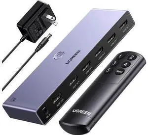 UGREEN 5 in 1 Out HDMI 2.1 Switch Aluminum, 8K@60Hz 4K@240Hz HDR10+ HDCP2.3 CEC with Power Adapter, Compatible with PS5 Xbox Switch Apple TV Fire Stick Roku UGREEN 5 in 1 Out HDMI 2.1 Switch Aluminum, 8K@60Hz 4K@240Hz HDR10+ HDCP2.3 CEC with Power Adapter, Compatible with PS5 Xbox Switch Apple TV Fire Stick Roku