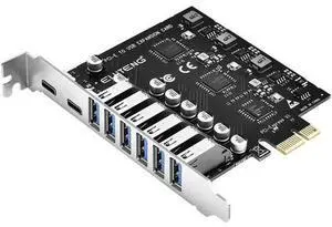 8-Port PCIe USB 3.2 Gen2 Expansion Card, PCI Express USB Hub Controller Adapter (6×USB-A + 2×USB-C) with 3 Independent Power Modules, 10Gbps Superspeed 8-Port PCIe USB 3.2 Gen2 Expansion Card, PCI Express USB Hub Controller Adapter (6×USB-A + 2×USB-C) with 3 Independent Power Modules, 10Gbps Superspeed
