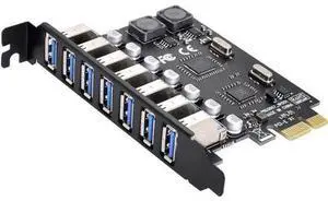 7-Port PCIe USB 3.0 Expansion Card, PCI Express 5Gbps USB Hub Adapter for Desktop Motherboard 7-Port PCIe USB 3.0 Expansion Card, PCI Express 5Gbps USB Hub Adapter for Desktop Motherboard