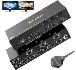 3-Port Dual DP KVM Switch 8K@60Hz, USB3.0, Wired Remote Included 3-Port Dual DP KVM Switch 8K@60Hz, USB3.0, Wired Remote Included