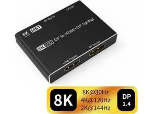 DP 1.4 MST Hub Splitter 1 Input to DP+HDMI Mixed Output, 4K@120Hz via HDMI Port, MST Multi-Stream Splitter Adapter Only for Windows PC DP MST Graphics Cards Single Display Output DP 1.4 MST Hub Splitter 1 Input to DP+HDMI Mixed Output, 4K@120Hz via HDMI Port, MST Multi-Stream Splitter Adapter Only for Windows PC DP MST Graphics Cards Single Display Output