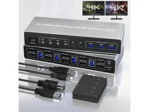 4 Port Hybrid HDMI+DP Dual Monitor KVM Switch 4 In 2 Out, 4K@60Hz USB3.0 KVM Switcher with Audio & Mic, 3 USB 3.0 Ports for 4 PCs Share 2 Displays Keyboard Mouse 4 Port Hybrid HDMI+DP Dual Monitor KVM Switch 4 In 2 Out, 4K@60Hz USB3.0 KVM Switcher with Audio & Mic, 3 USB 3.0 Ports for 4 PCs Share 2 Displays Keyboard Mouse
