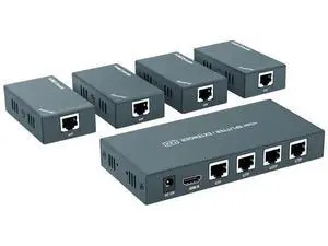 1x4 HDMI Extender Splitter Over Cat5e/Cat6/Cat7 Cable, 1080P@60Hz, Max 165FT/50M, 4 Remote Outputs, Single Power Supply 1x4 HDMI Extender Splitter Over Cat5e/Cat6/Cat7 Cable, 1080P@60Hz, Max 165FT/50M, 4 Remote Outputs, Single Power Supply