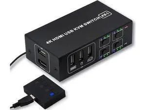 4x1 HDMI KVM Switch 4 Ports, 4 PCs Share One 4K@60Hz Monitor, One-Button Control, Comes with 4 USB Cables & 1 Power Cable 4x1 HDMI KVM Switch 4 Ports, 4 PCs Share One 4K@60Hz Monitor, One-Button Control, Comes with 4 USB Cables & 1 Power Cable
