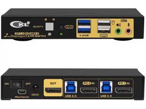 CKL 2-Port Single DisplayPort KVM Switch, 8K@30Hz, for 2 PCs & 1 Monitor CKL 2-Port Single DisplayPort KVM Switch, 8K@30Hz, for 2 PCs & 1 Monitor
