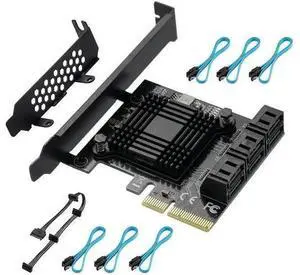 6 Ports PCIe SATA 3.0 Expansion Card with ASM1166 Chip, PCI Express to SATA III 6Gbps Storage Controller Adapter 6 Ports PCIe SATA 3.0 Expansion Card with ASM1166 Chip, PCI Express to SATA III 6Gbps Storage Controller Adapter