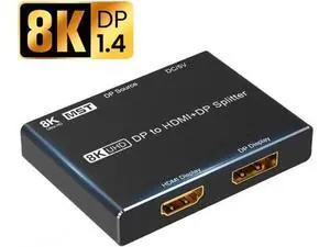 DP 1.4 1 In 2 Out Splitter Hub DP to DP+HDMI Mixed Output 8K@30Hz 4K@120Hz MST SST HDR RGB4:4:4 Ultra HD Video Splitter Adapter DP 1.4 1 In 2 Out Splitter Hub DP to DP+HDMI Mixed Output 8K@30Hz 4K@120Hz MST SST HDR RGB4:4:4 Ultra HD Video Splitter Adapter