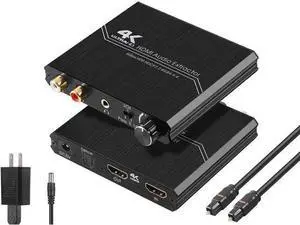 4K@60Hz HDMI 2.0b Audio Extractor Splitter Converter, HDMI to HDMI + Optical Toslink SPDIF + 3.5mm Stereo Audio with Analog Volume Knob, Compatible with PS5/PS4/PS3, Blu-ray Player, Xbox, Apple TV, La 4K@60Hz HDMI 2.0b Audio Extractor Splitter Converter, HDMI to HDMI + Optical Toslink SPDIF + 3.5mm Stereo Audio with Analog Volume Knob, Compatible with PS5/PS4/PS3, Blu-ray Player, Xbox, Apple TV, La