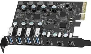 7-Port PCIe USB 3.2 Gen2 Expansion Card, 10Gbps Super Speed PCI Express Hub Adapter (3×USB-C + 4×USB-A), Compatible PCIe X4/X8/X16 Slots for Desktop Motherboard 7-Port PCIe USB 3.2 Gen2 Expansion Card, 10Gbps Super Speed PCI Express Hub Adapter (3×USB-C + 4×USB-A), Compatible PCIe X4/X8/X16 Slots for Desktop Motherboard
