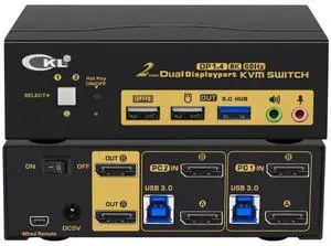 CKL 2-Port Dual DisplayPort KVM Switch, 4K@60Hz with Hotkey Switch for 2 PCs & 2 Monitors CKL 2-Port Dual DisplayPort KVM Switch, 4K@60Hz with Hotkey Switch for 2 PCs & 2 Monitors
