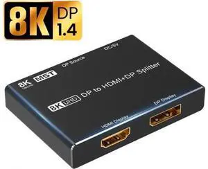 DP 1.4 MST SST DisplayPort Splitter, 8K@30Hz 4K@120Hz DP to DP+HDMI Multiport Distribution Hub, Supports HDR 4:4:4 Color Sampling for Gaming Monitor, PC, Laptop, Graphic Workstation DP 1.4 MST SST DisplayPort Splitter, 8K@30Hz 4K@120Hz DP to DP+HDMI Multiport Distribution Hub, Supports HDR 4:4:4 Color Sampling for Gaming Monitor, PC, Laptop, Graphic Workstation