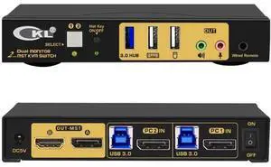 CKL 2-Port DP MST KVM Switch, 1 DP Input to 1 DP + 1 HDMI Output for 2 PCs 2 Monitors CKL 2-Port DP MST KVM Switch, 1 DP Input to 1 DP + 1 HDMI Output for 2 PCs 2 Monitors
