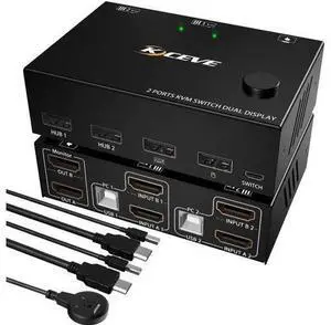 2x2 Dual Monitor HDMI KVM Switch 4K@30Hz, USB 2.0 KVM Switcher for 2 PCs Share 2 Displays Keyboard Mouse, Support Mirror & Extended Mode 2x2 Dual Monitor HDMI KVM Switch 4K@30Hz, USB 2.0 KVM Switcher for 2 PCs Share 2 Displays Keyboard Mouse, Support Mirror & Extended Mode