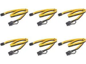 6 Pack 80cm PCIe 6Pin to 6+2 Pin GPU Power Cable, PCI Express 6/8 Pin Converter Cord for BTC Mining Rigs & Server Graphics Cards 6 Pack 80cm PCIe 6Pin to 6+2 Pin GPU Power Cable, PCI Express 6/8 Pin Converter Cord for BTC Mining Rigs & Server Graphics Cards