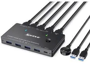 2-Port 8K HDMI KVM Switch, KCEVE USB 3.0 KVM Box, Support 8K@60Hz & 4K@120Hz, 2 PCs Share One Monitor, Keyboard & Mouse 2-Port 8K HDMI KVM Switch, KCEVE USB 3.0 KVM Box, Support 8K@60Hz & 4K@120Hz, 2 PCs Share One Monitor, Keyboard & Mouse