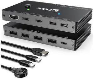2 Port USB-C KVM Switch 4K@60Hz, Type-C KVM Switcher with 87W PD Fast Charging for 2 Computers Share Monitor Keyboard Mouse 2 Port USB-C KVM Switch 4K@60Hz, Type-C KVM Switcher with 87W PD Fast Charging for 2 Computers Share Monitor Keyboard Mouse