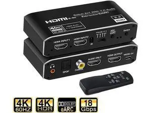 2 in 1 HDMI Switch with Audio Extractor, 4K@60Hz HDMI Selector Separate HDMI Video + Optical/Coaxial/3.5mm Audio Output, Compatible with PS4 Xbox TV 2 in 1 HDMI Switch with Audio Extractor, 4K@60Hz HDMI Selector Separate HDMI Video + Optical/Coaxial/3.5mm Audio Output, Compatible with PS4 Xbox TV