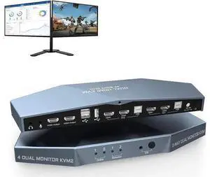 2 PCs Dual Monitor HDMI KVM Switch 4K@60Hz HDCP 2.2, 4×2 Dual Display KVM Switcher 2 PCs Dual Monitor HDMI KVM Switch 4K@60Hz HDCP 2.2, 4×2 Dual Display KVM Switcher
