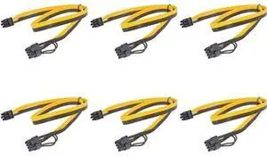 6 Pack 70cm PCIe 6Pin to 6+2 8Pin GPU Power Conversion Cable, Male to Male PCI Express Graphics Card Power Cord for Mining Rig & Server Hardware 6 Pack 70cm PCIe 6Pin to 6+2 8Pin GPU Power Conversion Cable, Male to Male PCI Express Graphics Card Power Cord for Mining Rig & Server Hardware