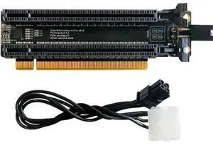 PCIe 4.0 x16 Bifurcation Expansion Card, 1-to-2 Split x16 to x8x8 Adapter, 20mm Slot Spacing, CPU 4Pin Aux Power Port with Matching 4Pin Cable PCIe 4.0 x16 Bifurcation Expansion Card, 1-to-2 Split x16 to x8x8 Adapter, 20mm Slot Spacing, CPU 4Pin Aux Power Port with Matching 4Pin Cable