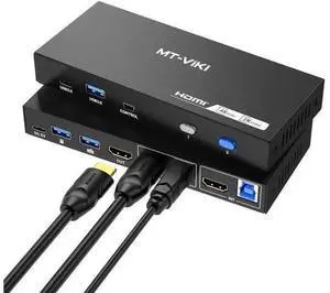 MT-VIKI 2 Port HDMI USB 3.0 KVM Switch, 4K@60Hz 2K@144Hz, 4 USB 3.0 Ports (3 USB-A + 1 USB-C) for 2 Computers Share 1 Monitor MT-VIKI 2 Port HDMI USB 3.0 KVM Switch, 4K@60Hz 2K@144Hz, 4 USB 3.0 Ports (3 USB-A + 1 USB-C) for 2 Computers Share 1 Monitor