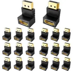 20 Pack 90° & 270° Right Angle DisplayPort Male to Female Adapter, Gold-Plated DP Extender Supports 4K UHD for Monitor Laptop Graphics Card PC 20 Pack 90° & 270° Right Angle DisplayPort Male to Female Adapter, Gold-Plated DP Extender Supports 4K UHD for Monitor Laptop Graphics Card PC