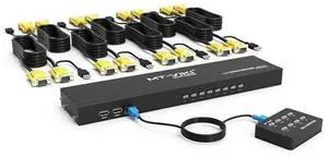 MT-VIKI 8-Port 1U Rackmount VGA KVM Switch, 8-In-1-Out, with 8PCS 2-in-1 KVM Cables, Wired Desktop Selector & Power Adapter, Fits Standard 19-inch Rack MT-VIKI 8-Port 1U Rackmount VGA KVM Switch, 8-In-1-Out, with 8PCS 2-in-1 KVM Cables, Wired Desktop Selector & Power Adapter, Fits Standard 19-inch Rack