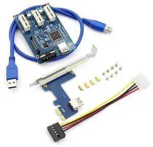 PCIe 1X to 3 PCIe 1X Slots Riser Card, Mini ITX External 3-Port PCIe Port Multiplier Adapter PCIe 1X to 3 PCIe 1X Slots Riser Card, Mini ITX External 3-Port PCIe Port Multiplier Adapter