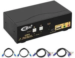 CKL 2-Port Dual HDMI KVM Switch for 2 PCs 2 Monitors, 4K@30Hz Dual Monitor HDMI KVM Switch CKL 2-Port Dual HDMI KVM Switch for 2 PCs 2 Monitors, 4K@30Hz Dual Monitor HDMI KVM Switch