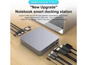 17-in-1 USB C Triple Display Docking Station Multiport Hub Adapter, Dual DP 4K + Single HDMI 4K + VGA 1080P, Gigabit Ethernet, USB3.0 & USB2.0 Ports, 100W PD Pass-Through Charging, SD TF Card Reader, 17-in-1 USB C Triple Display Docking Station Multiport Hub Adapter, Dual DP 4K + Single HDMI 4K + VGA 1080P, Gigabit Ethernet, USB3.0 & USB2.0 Ports, 100W PD Pass-Through Charging, SD TF Card Reader,
