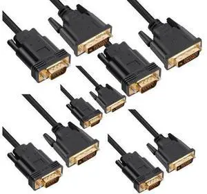 5 Pack 6FT DVI-D 24+1 Male to VGA Male Video Cable, Gold-Plated DVI to VGA Converter Cord for PC, Laptop, Graphics Card, Monitor & HDTV 5 Pack 6FT DVI-D 24+1 Male to VGA Male Video Cable, Gold-Plated DVI to VGA Converter Cord for PC, Laptop, Graphics Card, Monitor & HDTV
