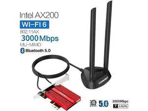 AX200NGW PCIe x1 WiFi 6 Network Card, 3000Mbps Dual Band 2.4G/5G 802.11ax/ac Wireless Adapter with Bluetooth 5.0 for Windows 10 Desktop PC AX200NGW PCIe x1 WiFi 6 Network Card, 3000Mbps Dual Band 2.4G/5G 802.11ax/ac Wireless Adapter with Bluetooth 5.0 for Windows 10 Desktop PC