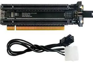 PCIe 4.0 x16 1-to-2 Bifurcation Expansion Card, PCIe x16 Split into Dual x8 Slots, 20mm Slot Spacing, CPU 4-Pin Auxiliary Power Port with Matching 4Pin Power Cable PCIe 4.0 x16 1-to-2 Bifurcation Expansion Card, PCIe x16 Split into Dual x8 Slots, 20mm Slot Spacing, CPU 4-Pin Auxiliary Power Port with Matching 4Pin Power Cable