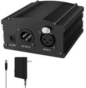 1 Channel 48V Phantom Power Supply with Power Adapter, Universal for All Condenser Microphones, Professional Black Phantom Power for Studio Recording & Music Production 1 Channel 48V Phantom Power Supply with Power Adapter, Universal for All Condenser Microphones, Professional Black Phantom Power for Studio Recording & Music Production