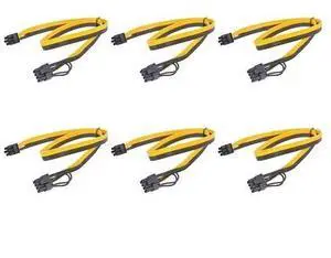 6 Pack 20cm PCIe 6Pin to 6+2 Pin GPU Power Cable, PCI Express 6/8 Pin Converter Cord for BTC Mining Rigs & Server Graphics Cards 6 Pack 20cm PCIe 6Pin to 6+2 Pin GPU Power Cable, PCI Express 6/8 Pin Converter Cord for BTC Mining Rigs & Server Graphics Cards