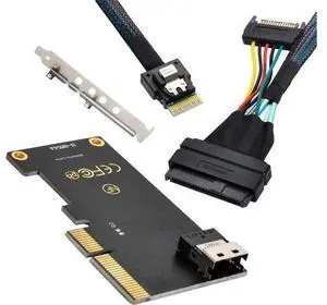 Slimline SAS SFF-8654 to SFF-8639 U.2 U3 NVMe SSD Cable with 15Pin SATA Power, PCIe 3.0 / PCIe 4.0 High-Speed Internal Storage Wire for Motherboard 2.5" NVMe Drives Slimline SAS SFF-8654 to SFF-8639 U.2 U3 NVMe SSD Cable with 15Pin SATA Power, PCIe 3.0 / PCIe 4.0 High-Speed Internal Storage Wire for Motherboard 2.5" NVMe Drives
