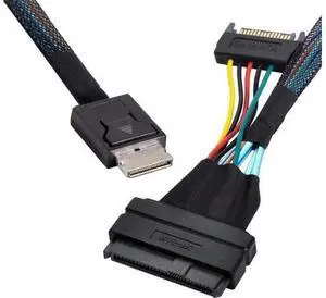 50cm PCIe 4.0 OCuLink SFF-8611 Male to U.2 U.3 SFF-8639 Female NVMe SSD Cable with 15Pin SATA Power, Internal Storage Wire for Motherboard 2.5 NVMe Drives 50cm PCIe 4.0 OCuLink SFF-8611 Male to U.2 U.3 SFF-8639 Female NVMe SSD Cable with 15Pin SATA Power, Internal Storage Wire for Motherboard 2.5 NVMe Drives