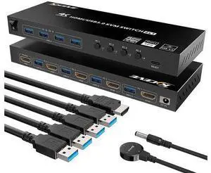 4-Port HDMI USB 3.0 KVM Switch with EDID Emulator, 4K@60Hz, 4 PCs Share Monitor, Keyboard & Mouse 4-Port HDMI USB 3.0 KVM Switch with EDID Emulator, 4K@60Hz, 4 PCs Share Monitor, Keyboard & Mouse