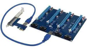 PCIe X1 to 4 PCIe X16 Riser Card, PCI-E 1 to 4 Port Multiplier External GPU Expansion Adapter for Mining Rig PCIe X1 to 4 PCIe X16 Riser Card, PCI-E 1 to 4 Port Multiplier External GPU Expansion Adapter for Mining Rig