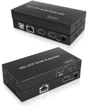 HDMI KVM Extender Over TCP/IP Cat5e/Cat6/Cat6a/Cat7 Up to 60M/200FT, 1080P@60Hz, 2 USB2.0 Ports, Zero Latency, Cross-Platform Plug & Play HDMI KVM Extender Over TCP/IP Cat5e/Cat6/Cat6a/Cat7 Up to 60M/200FT, 1080P@60Hz, 2 USB2.0 Ports, Zero Latency, Cross-Platform Plug & Play