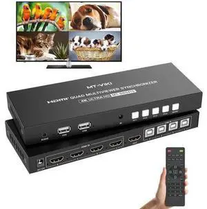 MT-VIKI 4-Port Quad HDMI KVM Multiviewer, 4K Resolution, PIP & POP Borderless Multi-View, Built-in 3.5mm Audio Jack MT-VIKI 4-Port Quad HDMI KVM Multiviewer, 4K Resolution, PIP & POP Borderless Multi-View, Built-in 3.5mm Audio Jack