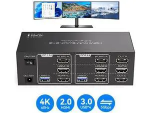 2-Port Triple HDMI KVM Switch, 8K@60Hz 4K@60Hz, 4 USB3.0 Ports 2-Port Triple HDMI KVM Switch, 8K@60Hz 4K@60Hz, 4 USB3.0 Ports