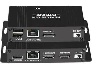 HDMI KVM Extender Over Cat5/Cat6 Up to 196FT/60M, 1080P@60Hz TX & RX Kit, USB Keyboard Mouse Control, Plug & Play HDMI KVM Extender Over Cat5/Cat6 Up to 196FT/60M, 1080P@60Hz TX & RX Kit, USB Keyboard Mouse Control, Plug & Play