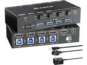 4 Port HDMI USB3.0 KVM Switch, 8K@60Hz KVM Switcher with 3.5mm Audio & EDID Emulator for 4 PCs Share 1 Monitor Keyboard Mouse, Compatible with Windows Mac Linux 4 Port HDMI USB3.0 KVM Switch, 8K@60Hz KVM Switcher with 3.5mm Audio & EDID Emulator for 4 PCs Share 1 Monitor Keyboard Mouse, Compatible with Windows Mac Linux