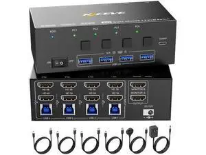 4-Port Dual HDMI KVM Switch 8K@60Hz 4K@144Hz, USB3.0 with EDID Emulator 4-Port Dual HDMI KVM Switch 8K@60Hz 4K@144Hz, USB3.0 with EDID Emulator