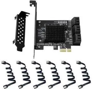 6-Port SATA 3.0 PCIe Expansion Card with Marvell 88SE9215 Chip, PCI Express SATA III Controller Adapter for Desktop HDD SSD, Comes with SATA Data Cables 6-Port SATA 3.0 PCIe Expansion Card with Marvell 88SE9215 Chip, PCI Express SATA III Controller Adapter for Desktop HDD SSD, Comes with SATA Data Cables