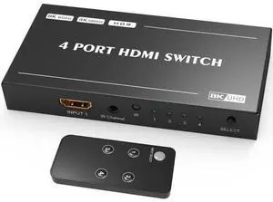 4 in 1 Out 8K HDMI 2.1 Switcher with Remote Control, Directional HDMI Switch 48Gbps High Speed, Supports 8K@60Hz, 4K@120Hz Ultra HD Video 4 in 1 Out 8K HDMI 2.1 Switcher with Remote Control, Directional HDMI Switch 48Gbps High Speed, Supports 8K@60Hz, 4K@120Hz Ultra HD Video