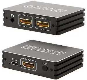 HDMI 2.1 1 in 2 Out Powered Splitter with 3.5mm Audio Extractor, 48Gbps 8K@60Hz 4K@120Hz Mirror Dual Monitor Splitter, EDID HDCP2.3 Dolby Vision HDR10+ 3D for PS5 SkyQ Xbox NVIDIA AMD Switch HDMI 2.1 1 in 2 Out Powered Splitter with 3.5mm Audio Extractor, 48Gbps 8K@60Hz 4K@120Hz Mirror Dual Monitor Splitter, EDID HDCP2.3 Dolby Vision HDR10+ 3D for PS5 SkyQ Xbox NVIDIA AMD Switch