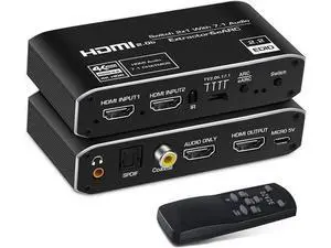 NEWCARE 2 in 1 Out HDMI 2.0b Switch with eARC Audio Extractor, 4K@60Hz HDMI Switcher Converter with IR Remote, Supports 7.1CH Dolby Atmos, eARC/ARC, Optical Toslink SPDIF, Coaxial & 3.5mm Audio Output NEWCARE 2 in 1 Out HDMI 2.0b Switch with eARC Audio Extractor, 4K@60Hz HDMI Switcher Converter with IR Remote, Supports 7.1CH Dolby Atmos, eARC/ARC, Optical Toslink SPDIF, Coaxial & 3.5mm Audio Output